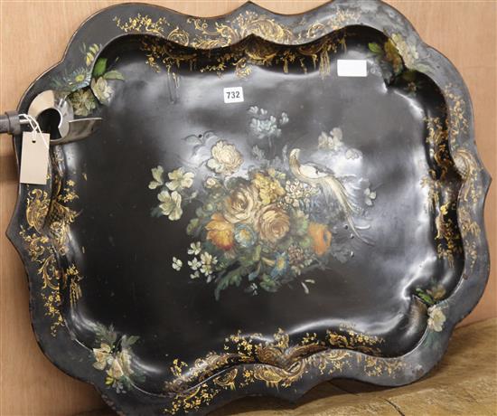A painted toleware tray W.79cm